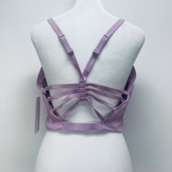 Athleta Crop Top Sz XL Elation Strappy V Neck Purple Impact Soft Lavender NWT - Picture 2 of 11